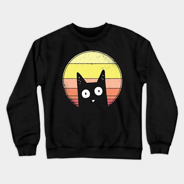 Cat Face Vintage Retro Funny Crewneck Sweatshirt by funkyteesfunny